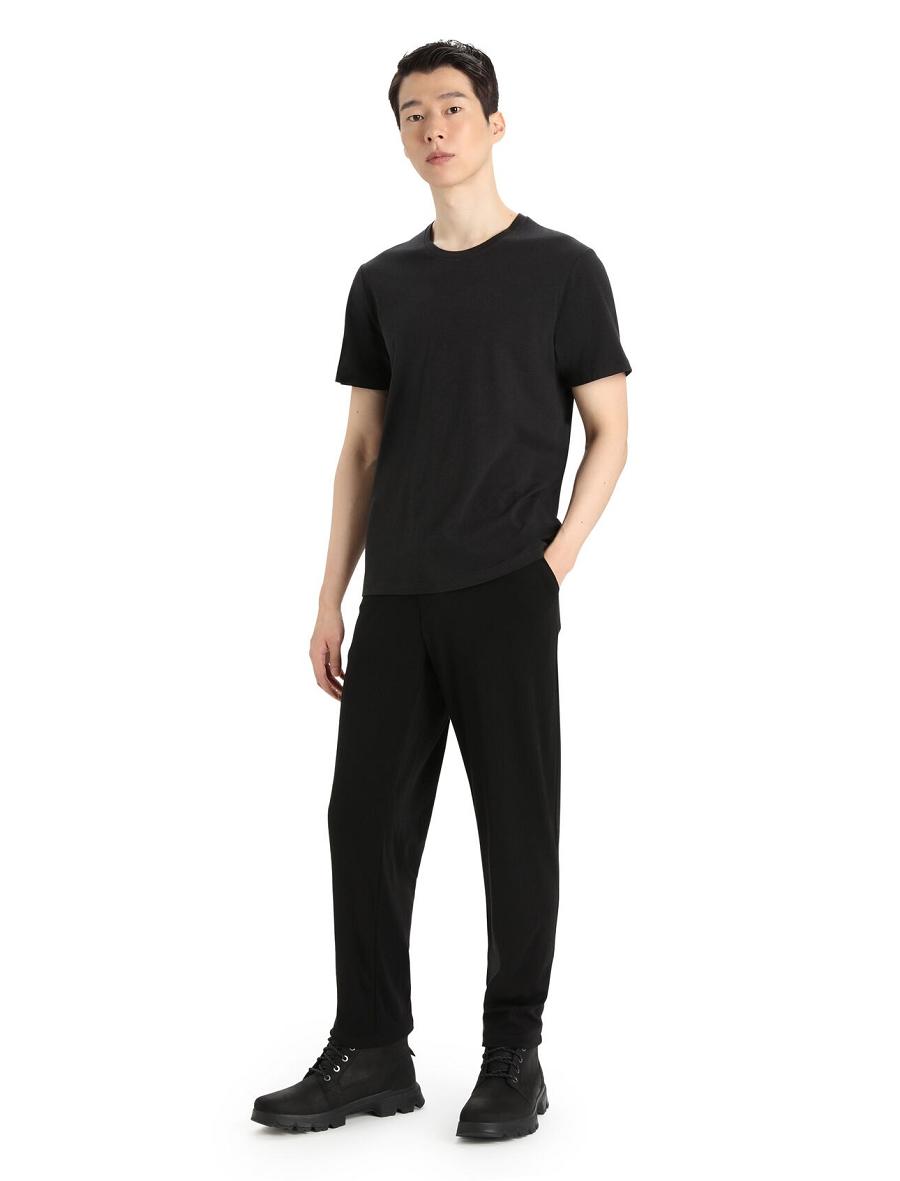 Men's Icebreaker MerinoFine™ Interlock Pants Black | CA 1828TCEV